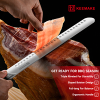 Couteau de cuisine en acier au carbone de 12 pouces KEEMAKE, manche ABS, acier allemand 4116 pour trancher le jambon et le brisket, poignée durable en métal et plastique