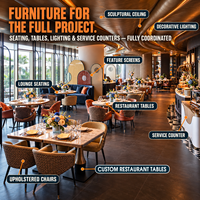 Ensemble de meubles de restaurant de luxe JEILI, banquette incurvée, table en marbre et chaises rembourrées pour hôtel, mobilier contractuel