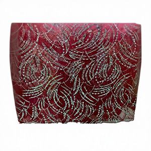 Tissu en dentelle de tulle français traditionnel de luxe, fait main, orné de cristaux et de perles, matériau de haute qualité, personnalisable - Product Image 1