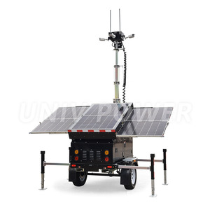Portable 3 <b>Solar</b> Panels Mobile Surveillance Trailer Unit With CCTV <b>Camera</b> and LED UST-600 CMOS Sensor Surveillance Trailer UST-6 - Product Image 1