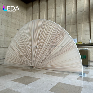 LEDA Custom Modern Fan-shaped Wedding <b>Backdrop</b> Silver/Customized Color Aluminum <b>Stand</b> Detachable Fabric Cover Event Decor - Product Image 6