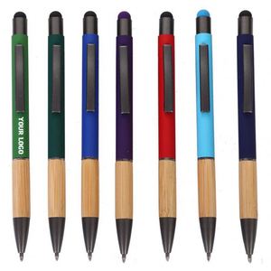 New Arrival Business Promo <b>Gift</b> Ball Custom Logo Bamboo Touch Metal Ballpoint <b>Pen</b> With Stylus - Product Image 1
