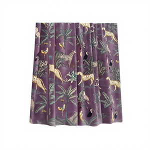Terciopelo dorado mostaza pájaro del paraíso estampado cortina de lujo Boho cortina puede personalizar a cortinas opacas estilo Vintage algodón - Product Image 1