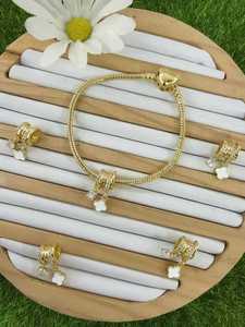 <span class=keywords><strong>Abalorios</strong></span> de Trébol Chapados en <span class=keywords><strong>Oro</strong></span> con Circones, Esmalte Blanco y Negro, para Pulseras Estilo <span class=keywords><strong>Pandora</strong></span> DIY - Product Image 3