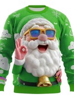 Kazak 3D Baskı Noel Baba Kardan Adam Polyester/Pamuk Deşarj Baskılı Kazak Sınır Ötesi Unisex Bisiklet Yaka Ceket