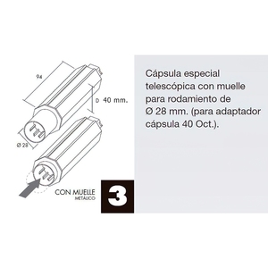 Capsula per otturatore telescopico senza perno per albero da 40 mm. - Product Image 3