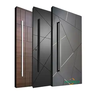 China Supplier Steel Metal Door Glass Design Exterior Front Entrance Security Piovt Doors for Houses