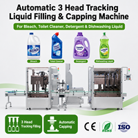 Machine automatique de remplissage et de bouchage de bouteilles liquides à 3 têtes pour eau de Javel, nettoyant WC, détergent, liquide vaisselle