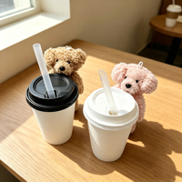 Porte-clés en peluche chien-ours, en coton PP brodé, anti-stress, mignon, figurine animale en peluche, décoration pour tasse à café et sac