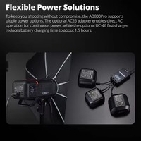Flash extérieur tout-en-un Godox AD800Pro 800Ws avec temps de recyclage de 0,01 à 1,5 s, lampe bicolore 40W pour la photographie en studio et en extérieur