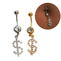Beliebte Piercing Bling Kristall Strass Liebe Herz Anhänger Bauchnabel Ringe Sexy Diamant Herzform Herz Nabel Ring