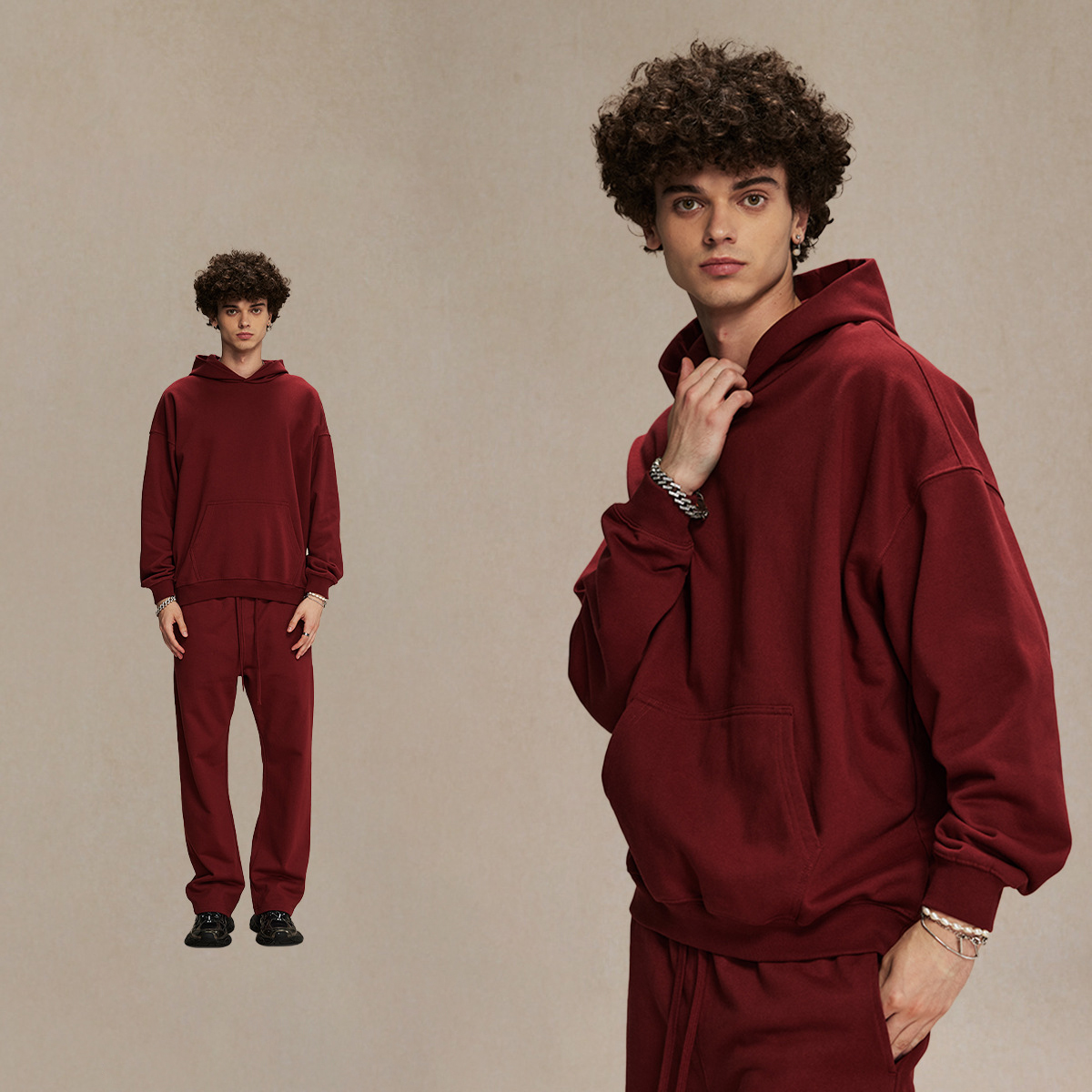 Wine red Hoodie