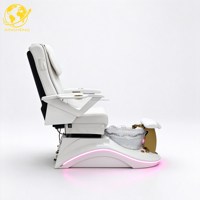 Kursi Pijat Kaki Modern yang Dapat Direbahkan, Kursi Pedikur dengan Kursi yang Dapat Disesuaikan, Lampu LED, Jet Whirlpool, Kulit PU yang Dapat Disesuaikan