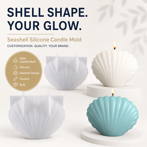 Molde <span class=keywords><strong>de</strong></span> <span class=keywords><strong>silicona</strong></span> <span class=keywords><strong>de</strong></span> lujo personalizado 3D DIY Shell molde <span class=keywords><strong>para</strong></span> hacer velas <span class=keywords><strong>para</strong></span> pastel jabón resina epoxi Pilar cera tarro regalos - Product Image 1