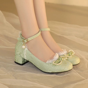Nouvelle Collection Printemps 2026 – Chaussures Mary Jane à Talon Épais, Style Cheongsam Chinois, Ornées de Perles, pour Femme, Idéales avec Jupe Han ou Jupe Cheongsam - Product Image 2