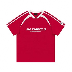 เสื้อยืดแขนสั้นลายทางผ้าคอตตอนของผู้ชายเสื้อยืดสำหรับแข่งรถรุ่นเฮฟวีเวตสไตล์อเมริกันออกแบบได้ตามต้องการ - Product Image 3