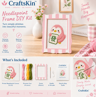 Kit de broderie au point de croix 13/18 Mahjong Lucky Bird Frame, cadre auto-finissant, fil à broder DIY, ornement de bureau pour la décoration intérieure
