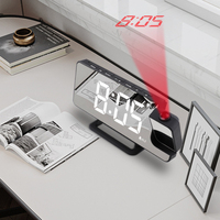 Digitale wekker met projectie, LED-weergave, weerprojectie, dubbele wekker en USB-oplader voor telefoon