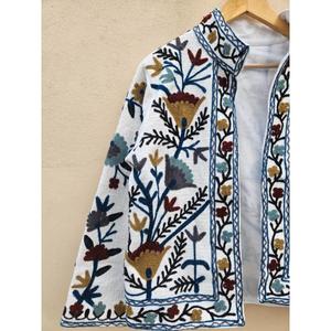 TNT Suzani Quilted Eco-Friendly Breathable Winter <b>White</b> <b>Jacket</b> Solid Design New Arrival Elegant Mandarin Collar Short <b>Tweed</b> - Product Image 3