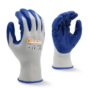 ENTE安全13g聚酯耐油护手蓝色/绿色丁腈手套工作握把安全手套