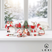 Festliches Keramik-Weihnachtsset mit Vogel- und Weihnachtsmann-Figuren Perfekt für Festliche Tischdekoration oder Als Einzigartiges Geschenk für Familie und Freunde