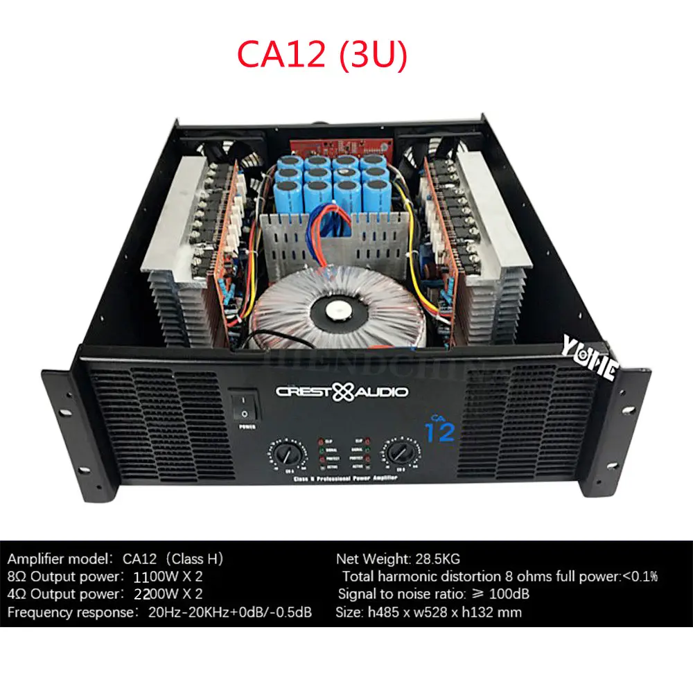 CA12 Professional Power Amplifier Pure Power Amplifier 2 Channels 3u KTV/Stage/Home Entertainment KTV 8Ohm 1100W*2/4Ohm 2200w*2