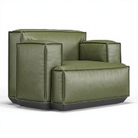 Fauteuil simple en cuir véritable, chaise longue moderne rembourrée pour salon, hôtel, bureau et projets de meubles OEM