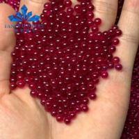 Perles de pierres précieuses rondes de grande taille 7mm 8mm 9mm 10mm 12mm 5 #   Sphère de rubis synthétique rouge sans trou
