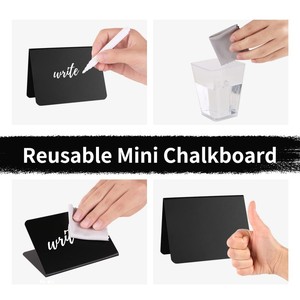 Paquete de 12 <span class=keywords><strong>Mini</strong></span> pizarra de mesa de plástico de 4 "x 3", letrero de pizarra pequeña para exhibición de alimentos, <span class=keywords><strong>Mini</strong></span> pizarra para mesa - Product Image 3