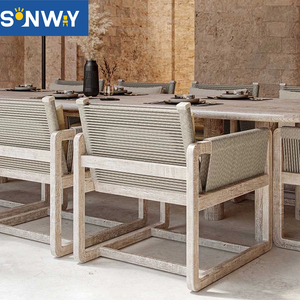 Set da pranzo da giardino in legno di Teak, tavolo e sedie da esterno, sedia da bistrot, Set da pranzo all'aperto - Product Image 4