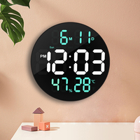 Jam dinding elektronik bulat 10 inci, jam Dekorasi kamar, jam dinding bulat Led, jam dinding elektronik bulat