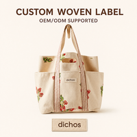 Sac fourre-tout en toile à imprimé fruits, multi-poches, grande capacité, sac de plage, logo personnalisé, motif personnalisé