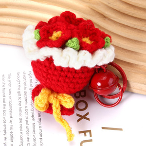 Lote al por mayor de llaveros de ramo de flores de ganchillo hechos a mano, mini amigurumi lindos, juguetes de girasol floral de punto, colgantes para bolso y muñecos - Product Image 4