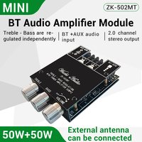 Module amplificateur audio stéréo Bluetooth WUZHI AUDIO ZK-502MT MINI 2.0 avec haut-parleurs aigus et basses 50W * 2
