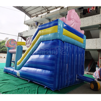 Toboggan Gonflable Thème Bonbons Combo Toboggan Sec Gonflable pour Enfants Fête Extérieure Événement Impression Personnalisée Disponible