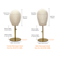 Material de espuma de base de cabeza de Maniquí de tela de lino de bambú Natural para mujer, peluca masculina, sombrero, ropa de exhibición, estilo de envoltura de ventana
