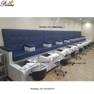 Ensemble de pédicure de bols en acier inoxydable 3 places au design moderne banc de spa pour pédicure avec accoudoir - Product Image 4