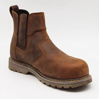 Meilleures ventes Bottes de sécurité personnalisées à enfiler en cuir véritable Bottes de travail à embout en acier Anti-perforation Imperméables Chaussures de travail pour hommes