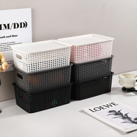 Panier de rangement rectangulaire en plastique HH30 avec couvercle et poignée, boîtes de rangement de haute qualité pour l'organisation des tiroirs de la cuisine à la maison