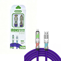 Cable de Carga Ironstone 240W Súper Rápido 4 en 1 USB Tipo-C con Conector Giratorio, Carcasa Metálica y Conductor de Cobre Puro para Computadora