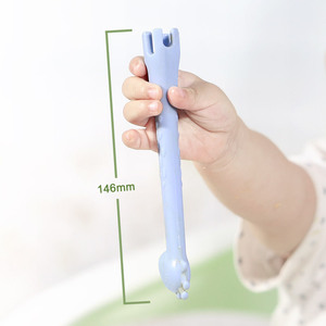 Cuchara mordedor de silicona para bebés de 146 mm, para bebés de 0 a 12 meses, utensilio de alimentación sin BPA con mango - Product Image 1
