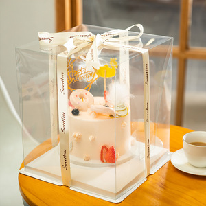 Caja Transparente Cuadrada <span class=keywords><strong>de</strong></span> 4/6/8/10 Pulgadas con Múltiples Niveles y Tapa Transparente para Pasteles <span class=keywords><strong>de</strong></span> Cumpleaños, Bodas, Repostería y Bombones - Product Image 4