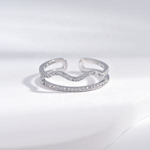 custom plata 925 jewelry sterling <b>silver</b> simple gold plated <b>ring</b> fashion promise geometric <b>men</b> adjustable double <b>rings</b> for girls - Product Image 3