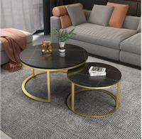 Modern yuvarlak yuvalama sehpa seti çekmece Metal çerçeve kokteyl End masa küçük alanlar için oturma odası yatak odası balkon için