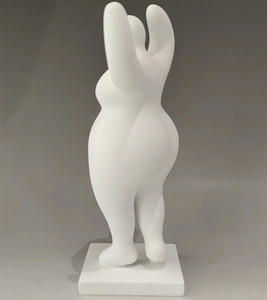 Figura Decorativa <span class=keywords><strong>de</strong></span> Poliresina <span class=keywords><strong>de</strong></span> Mujer Gordita Bailando con <span class=keywords><strong>Yeso</strong></span> Blanco, <span class=keywords><strong>para</strong></span> Pintar DIY - Product Image 3
