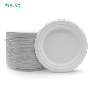 Assiettes en papier FULING 7 pouces, compostables, jetables, biodégradables, en fibres <span class=keywords><strong>de</strong></span> <span class=keywords><strong>canne</strong></span> à sucre - Product Image 4