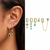 ZUOLA Novedad: Set de Pendientes de Oro Real de 18k con Anillo Liso y Zirconia, Joyería de Seis Piezas, Modelos Personalizados
