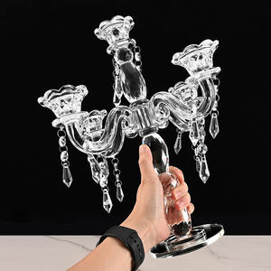 Hot Sell Glass Table Top Candelabra Crystal <strong>Candle</strong> <strong>Holder</strong> for Wedding Table Decoration - Product Image 2