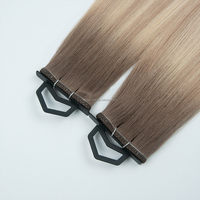 Extensions de cheveux humains vierges Remy, cheveux raides naturels de donneur, trame plate Invisible Genius Weft