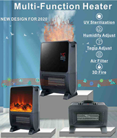 Télécommande, thermostat portable réglable PTC, chauffage rapide, protection contre la surchauffe, protection contre le renversement, éclairage à effet de feu 3D